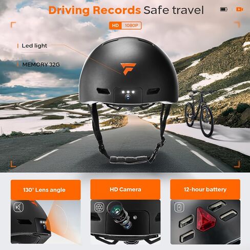 Smart Bike Helmet for Adult, Helmet with Camera(32GB TF Card Included), Helmet Video Recorder with Security Lights for Safe Riding，Motorcycle Helmet，tachograph in Saudi Arabia