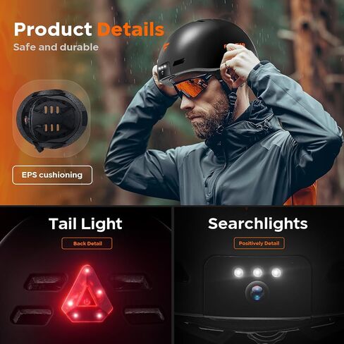 Smart Bike Helmet for Adult, Helmet with Camera(32GB TF Card Included), Helmet Video Recorder with Security Lights for Safe Riding，Motorcycle Helmet，tachograph in Saudi Arabia