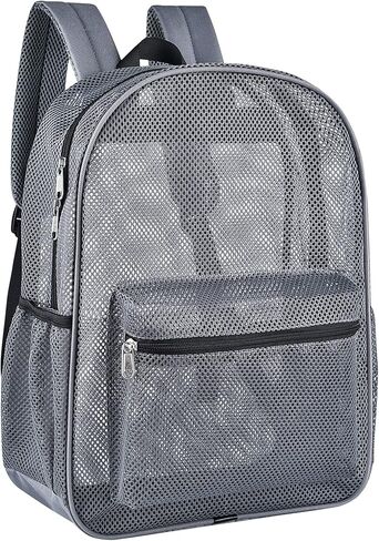 Mesh Backpack lightweight See Through College Student Backpack for Commuting Swimming Travel Beach Outdoor Sports (Grey-L) in Kuwait