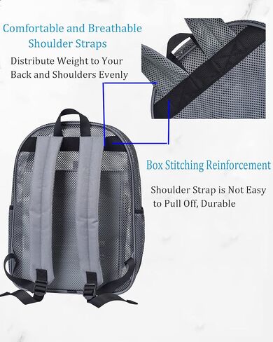 Mesh Backpack lightweight See Through College Student Backpack for Commuting Swimming Travel Beach Outdoor Sports (Grey-L) in Kuwait