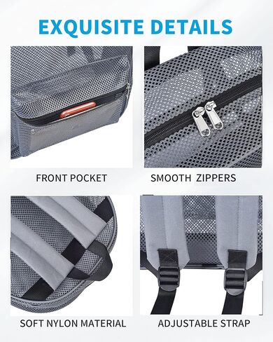 Mesh Backpack lightweight See Through College Student Backpack for Commuting Swimming Travel Beach Outdoor Sports (Grey-L) in Kuwait