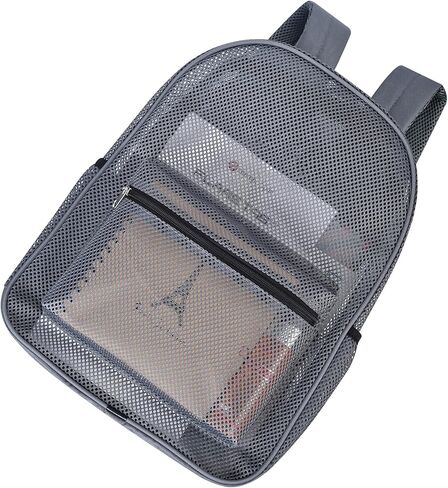 Mesh Backpack lightweight See Through College Student Backpack for Commuting Swimming Travel Beach Outdoor Sports (Grey-L) in Kuwait