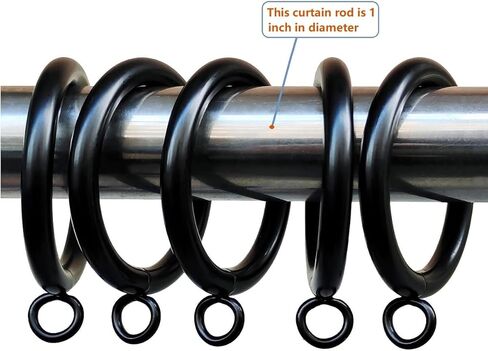 Metal Thick Curtain Rings-1.5" Inner Diameter,Large Wire Diameter (0.24 inch), Suitable for 1.2" and Below Diameter Curtain Rods, Steel Material (Black-40pcs) in Saudi Arabia