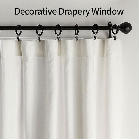 43 قطعة من حلقات الستائر مع مشابك، 1 بوصة/25 مم خطافات ستائر شديدة التحمل مع مشابك، حلقات ستائر معدنية سوداء مزخرفة للحمام وغرفة المعيشة والمنزل والمكتب ونوافذ النوافذ in Kuwait