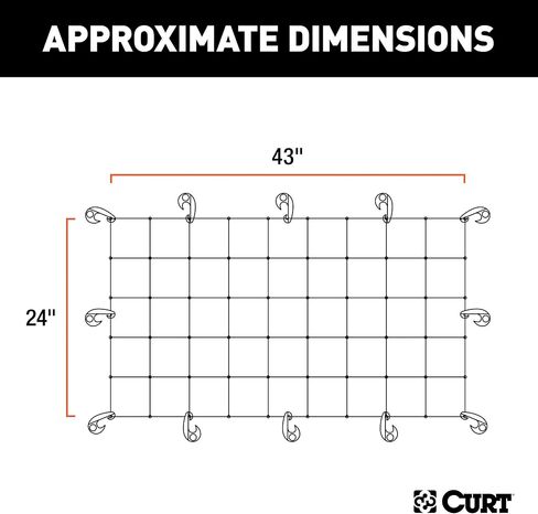 CURT 18202 43 x 24-Inch Elastic Cargo Net with Hooks for Hitch Carrier in Saudi Arabia