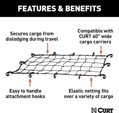 CURT 18202 43 x 24-Inch Elastic Cargo Net with Hooks for Hitch Carrier in Saudi Arabia