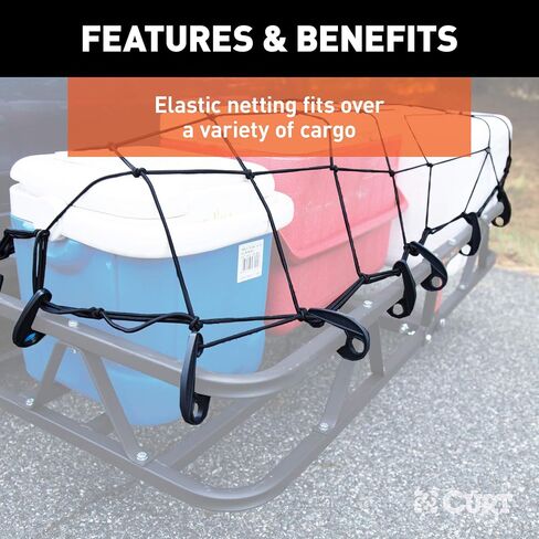 CURT 18202 43 x 24-Inch Elastic Cargo Net with Hooks for Hitch Carrier in Saudi Arabia
