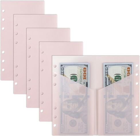 5pcs Pink A6 Binder Cash Envelopes, A6 Insert with 2 Pockets for Budgeting Money,Binder Pockets Index Envelopes for 6 Ring Budgeting Binder Inserts Supplies Accessories (Pink-1 Set) in Saudi Arabia