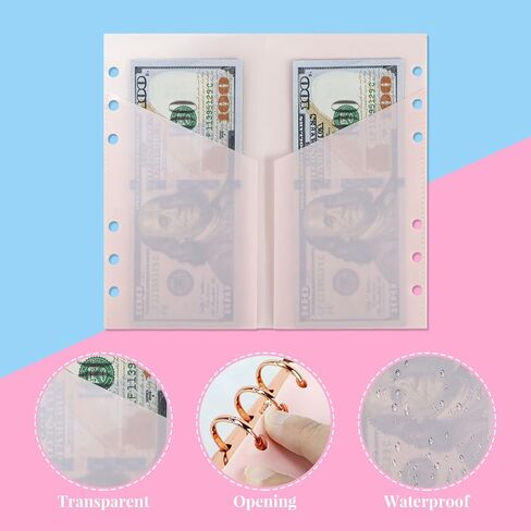 5pcs Pink A6 Binder Cash Envelopes, A6 Insert with 2 Pockets for Budgeting Money,Binder Pockets Index Envelopes for 6 Ring Budgeting Binder Inserts Supplies Accessories (Pink-1 Set) in Saudi Arabia