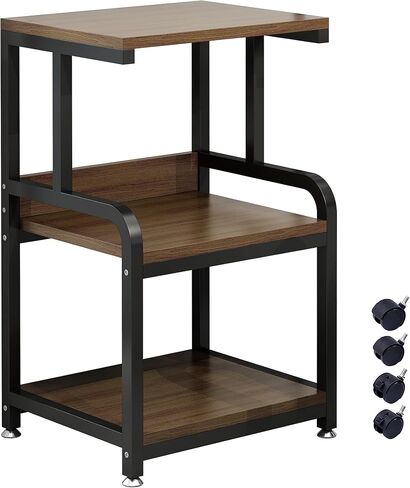 Printer Stand for Home Office Organization, 3-Tier Rolling Printer Cart with Storage Shelf, Printer Table with Wheels, Under Desk Storage for Scanner, Fax Machine, Books, Files（Black） in Saudi Arabia