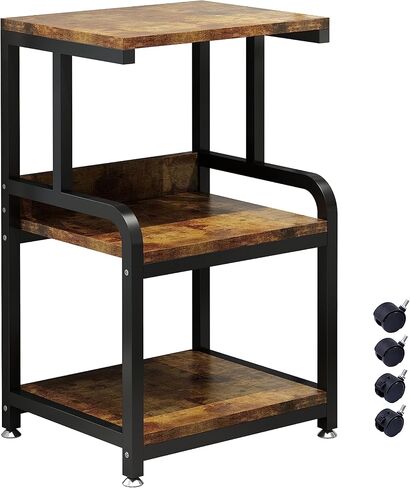 Printer Stand for Home Office Organization, 3-Tier Rolling Printer Cart with Storage Shelf, Printer Table with Wheels, Under Desk Storage for Scanner, Fax Machine, Books, Files（Black） in Saudi Arabia