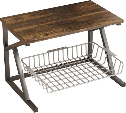 رف حامل سطح المكتب كبير الحجم بطبقتين مع خزانة لتخزين المطبخ والماسح الضوئي والناسخة للطابعة، منظم تخزين صغير متين للمطبخ المنزلي والمكتب in Kuwait