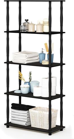 Furinno Econ Home Office Under Desk CPU and Printer Stand with Wheels, Espresso/Black in Kuwait