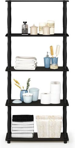 Furinno Econ Home Office Under Desk CPU and Printer Stand with Wheels, Espresso/Black in Kuwait