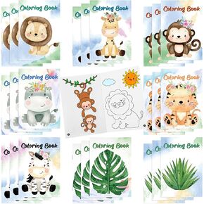 Jutom 24 Pcs Safari Jungle Animals Party Favors Coloring Books Bulk for Kids Adults Gifts Mini DIY Art Drawing Book for Home School Classroom Activity Jungle Party Supplies