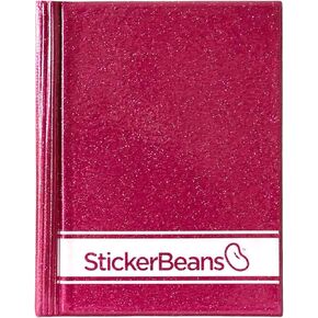 StickerBeans® “The Original Rhinestone Sticker" Collector’s Book - 10" x 8.25" - 12 Page, 144 Pocket Organization Album - Stickers Sold Separately - Kids, Teens & Adults - Silver Glitter & Teal