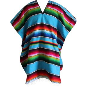 Del Mex (TM) Mexican Serape Adult Poncho You Choose Color.