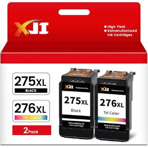 XJI 275 XL 276 XL Remanufactured Ink Cartridges Replacement for Canon PG-275XL CL-276XL 275 276 Black Color Combo Pack, for Pixma TS3520 TS3522 TS3720 TS3722 TR4720 TR4722 TS3500 TS3700 TR4700 Printer