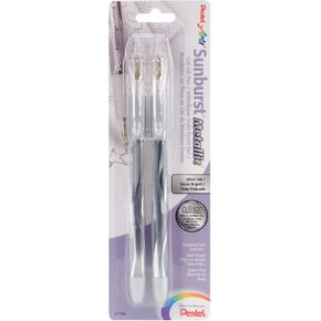 Pentel Arts Sunburst Metallic Gel Pen ، خط متوسطة ، حبر دائم ، فضي ، حزمة 2 (K908BP2Z)