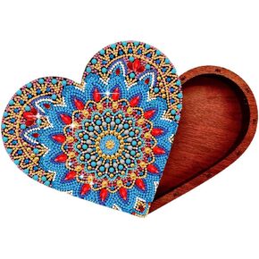 JBTM24 Diamond Painting Jewelry Box Kits ، DIY Diam على شكل قلب مربع تخزين خشبي ، ART ART ART CARGE TRIMERIZER CASE ، صندوق هدايا فن الماس لعيد عيد الحب ديكور سطح المكتب