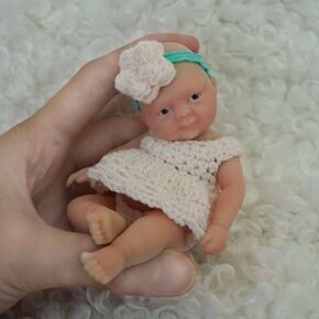 Mire & Mire Reborn Baby Dolls 4.5" Girl Open Eyes Micro Preemie Full Body Silicone 13cm Baby Doll Lifelike Mini Silicone Doll-Pink