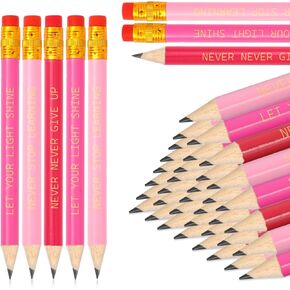 قلم رصاص الجولف الملهم لـ Whaline 60pcs مع محواة التدرج الوردي مسبقًا من الكتابة على الأقلام الرصاص 3 ألوان أقوال تحفيزية نصف أقلام الرصاص لموازم المكاتب المدرسية للأطفال ، 4 في