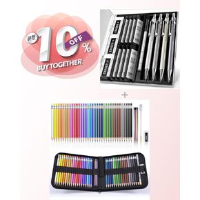 Four Candies 0.7mm Mechanical Pencil Set with Case + 36 PCS Colored Pencils Set 2.6mm