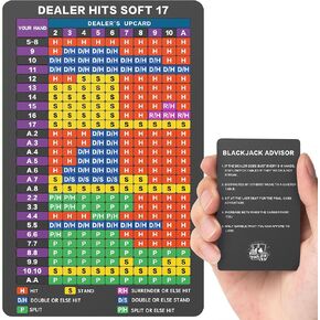 بطاقة استراتيجية Blackjack -بطاقات Blackjack الأساسية الصلب غير المسموح بها على طاولة Blackjack في الطوابق Casino 4+ ضربت 17 مع جلود (عادية