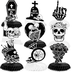 9 أجهزة كمبيوتر عروس أو Die Bachelorette Party Honeycomb Centerpces Gothic حتى الموت ، قم بتمزيق LIFE OBEN