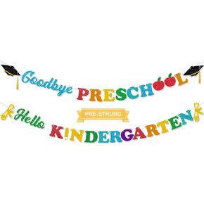 Kindergarten Graduation Decorations, Peace Out Kindergarten Banner for Class of 2025 Graduation Party Decorations, Colorful
