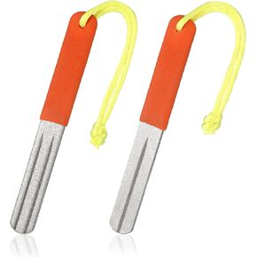 2 Pcs Hook Sharpener Hook File for Fishing Hook Diamond File Sports Fishing Hook File with Handle Portable Hook Fish Hook File with Double Sided Fine and Medium Grit for Fishing, 4 Inch (Red) in Kuwait