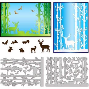 Globleland Forest Deer Dies Winter Forest Deer Die Die Cuts Christmas Metal Metalicing Stencils for Card Making Scrapbooking DIY Craft