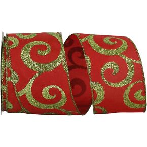 Reliant Ribbon 92305W-035-40K Scroll Glitter Value Wired Edge Ribbon, 2-1/2 Inch X 50 Yards, Gold