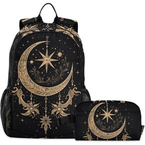ALAZA Cresent Moon Dreamcatcher Witchy Backpack and Lunch Bag Set Back Pack Bookbag Cooler Case Kits