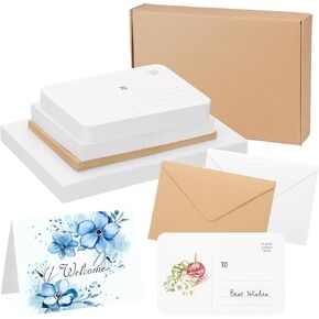 PATIKIL 30 Pack 4x6 بوصة بطاقات ألوان مائية قابلة للطي مع الأظرف ، و 30 بطاقات بريدية زوايا مستديرة ، و 140 رطل/300 GSM ورقة قطنية نقية للطلاء الفن الإبداعي شكر