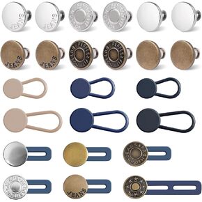 12 مجموعة دبابيس زر للجنون الفضفاضة ، تمديدات زر 12pcs للجينز ، بدون خياطة ولا أدوات زر استبدال الفوري بانت وتمديد الخصر