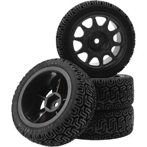 1/10 RC On Road Tires & Nylon Wheel Rims 12mm Hex OD70mm Rubber Tires Compatible with Tamiya TT01 TT02 XV01 HSP HPI Kyosho Traxxas WLtoys 1/10 1/12 On-Road Touring Car (Yellow)