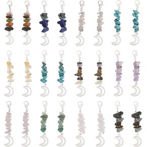 chgcraft 24pcs 12styles Gemstone Chips armoants Zinc Alloy Moon Charms مع مشابك مخلب جراد البحر لزخارف محفظة Basked Pres
