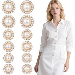 12 PCS أزرار لؤلؤة للملابس ، أزرار لؤلؤة ذهبية عتيقة ، زر المعادن ، الزر ، الزر اللؤلؤ الزر المحبوب ،