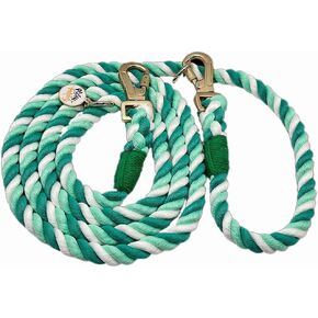 Luxury 7.5ft Handmade Cotton Dog Leash - Stylish, Sturdy, and Versatile with Frosted Gold Hardware and Adjustable Dual Swivel Hooks [Rainbow]