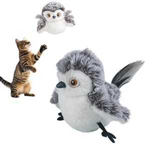 Cat Falpping Bird Toy Touch تنشيط صوت صوت بيرد التفاعلي للقطط التمارين الرياضية الرملية غرد لعبة سقسقة قابلة لإعادة الشحن