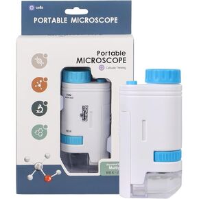 Mini Portable Microscope XOOBIU 200x Zoom Pocket Handheld Microscope with LED Light High Definition for Microbiological Observation Home Study Educational (Pink)