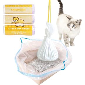 Extra Jumbo Size Cat Litter Box Liners 45"x18" – With Drawstring, Durable, Tear-Resistant, and Waterproof for Easy Cleaning and Odor Control (15pc)
