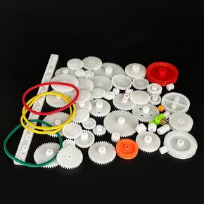 83PCS Small Gear Kit Plastic Gears Belt Pulley Single Gear Spindle Gear Small Motor Gears for DC Motor RC Car Robot Model Toy DIY Gear Replacement (83)