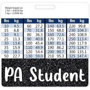 Plifal PA Student Badge Buddy Card Holder Nursing Accessories Black Physician Assistant Horizontal ID Name Identification Tags Nurse Work W Height & Weight Conversion Charts