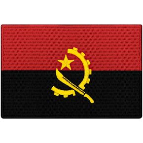 EmbTao Angola National Flag Patch Embroidered Badge Biker Applique Iron On Sew On Emblem