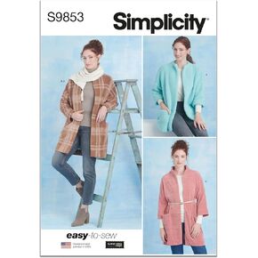 Simplicity Misses 'وشاح والاسترخاء ملائمة المعطف حزمة نمط الخياطة من Elaine Heigl ، رمز التصميم S9853 ، أحجام XS-S-M-L-XL ، متعدد الألوان ،