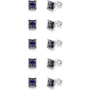 18K White Gold Plated Rainbow Earrings Set Hypoallergenic for Women Men Jewelry Gifts in Kuwait
