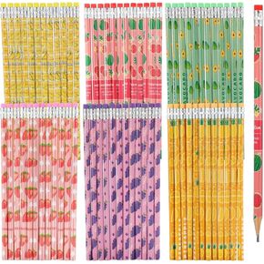Omistar 240 PCS أقلام فاكهة ، أقلام الرصاص HB ملهمة الجرافيت مع محو ، وأقلام متعة ملونة ، وأقلام خشبية مع عناصر الفاكهة لصالح الحفلات