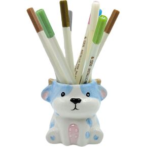 Cow Pencil Holder for Desk, Cute Cow Gift Succulent Planter Brush Holder Ceramic Desk Organizer Makeup Organizer Multifunctional Office Supplies for Home School Gift